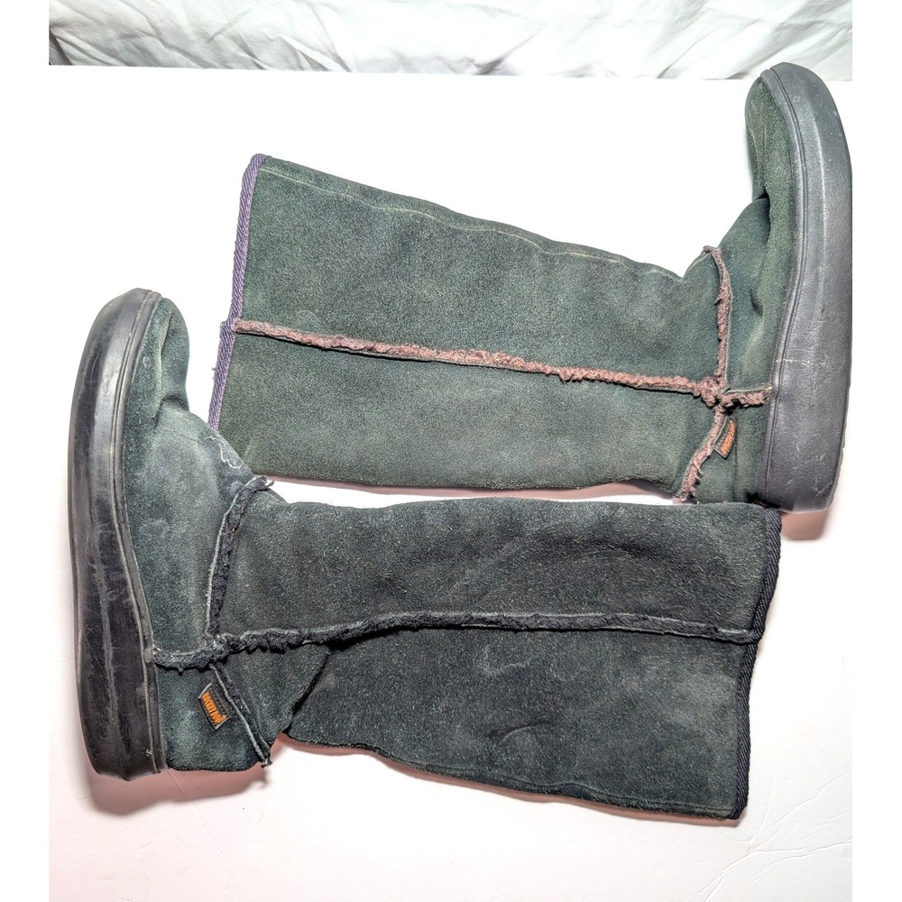 VTG Rocket Dog Sugar daddy Y2K Retro Platform Suede Tall Boots Black Flaws AS IS